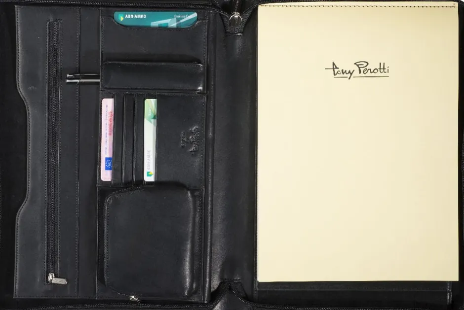 Kontorartikler<Tony Perotti A4 Folder with zipper Black