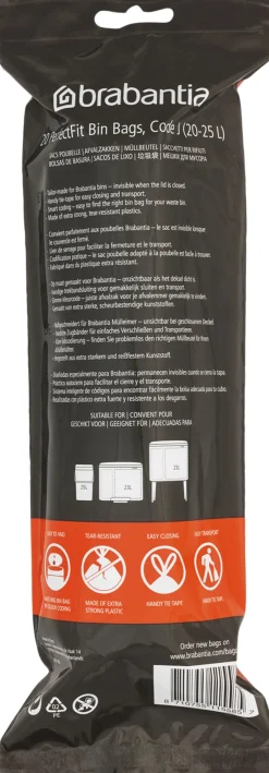 Skraldespande<Brabantia Affaldspose J 20 - 25 Ltr 20 stk