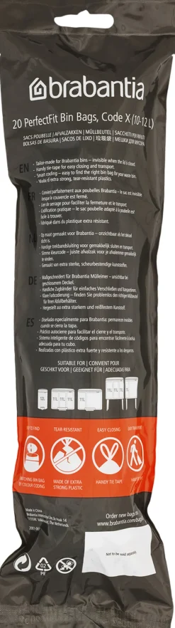 Skraldespande<Brabantia Affaldspose X 10-12 ltr.