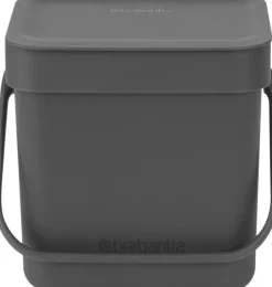 Skraldespande<Brabantia Affaldsspand m/låg sort. kon. 3 ltr