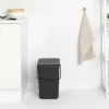 Skraldespande<Brabantia Affaldsspand m/låg sort. kon 25 ltr.