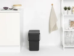 Skraldespande<Brabantia Affaldsspand m/låg sort. kon 25 ltr.