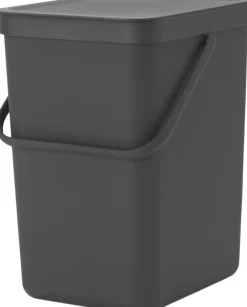 Skraldespande<Brabantia Affaldsspand m/låg sort. kon 25 ltr.