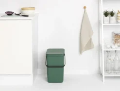 Skraldespande<Brabantia Affaldsspand m/låg sort. kon 25 ltr.