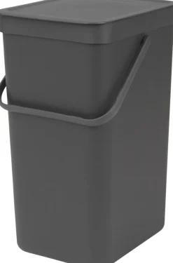Skraldespande<Brabantia Affaldsspand m/låg sort.kon. 16 ltr