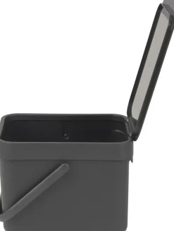 Skraldespande<Brabantia Affaldsspand m/låg sort.kon. 6 ltr