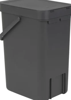 Skraldespande<Brabantia Affaldsspand m/låg sort.kon. 12 ltr