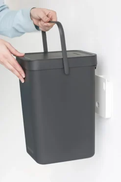 Skraldespande<Brabantia Affaldsspand m/låg sort.kon. 12 ltr