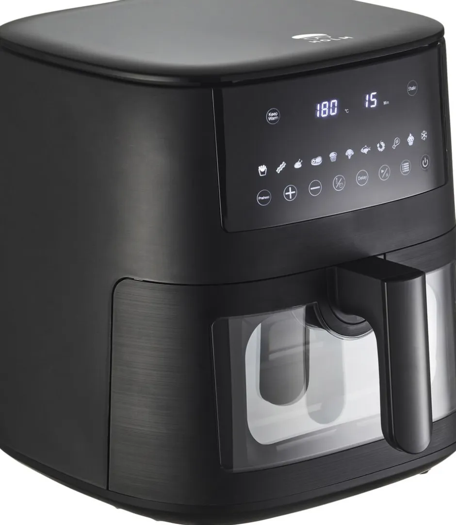 Køkkenmaskiner<Holm Airfryer m/vindue 1650 watt 6,5 liter Mat sort