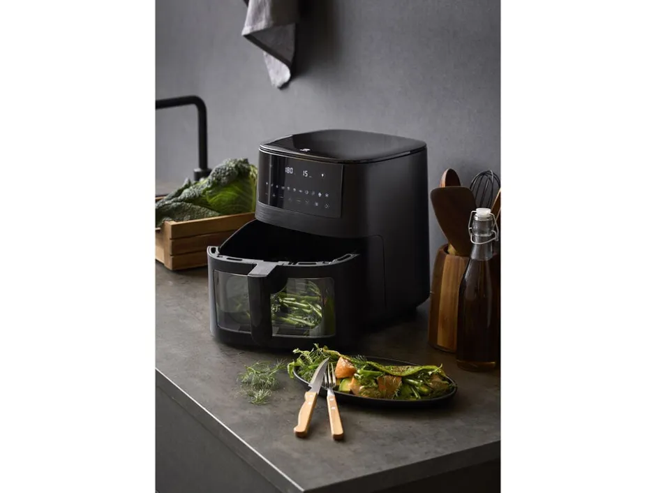 Køkkenmaskiner<Holm Airfryer m/vindue 1650 watt 6,5 liter Mat sort