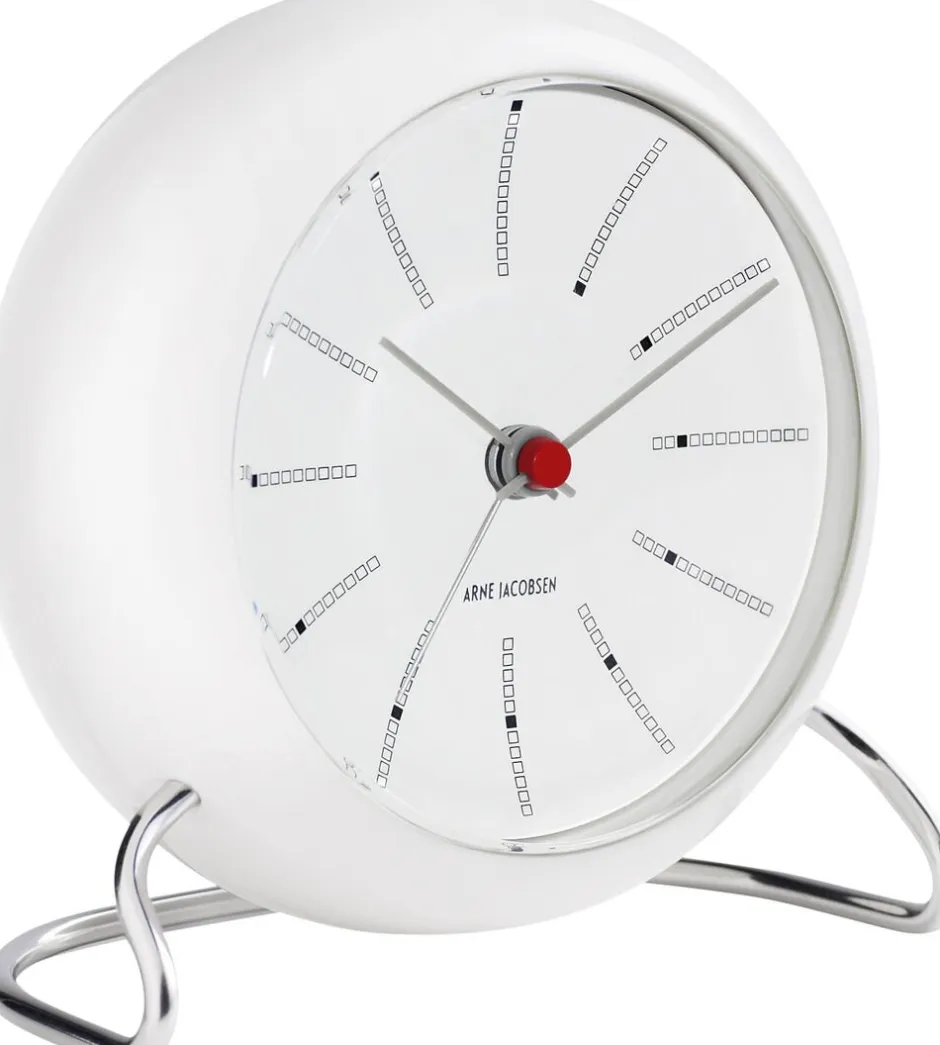 Ure & Vejrstationer<Arne Jacobsen Clocks AJ Bankers bordur hvid/hvid, Ø 11 cm, alarm