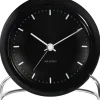Ure & Vejrstationer<Arne Jacobsen Clocks AJ City Hall bordur sort/sort, Ø 11 cm, alarm
