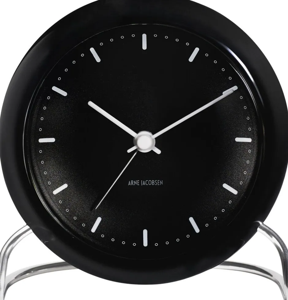 Ure & Vejrstationer<Arne Jacobsen Clocks AJ City Hall bordur sort/sort, Ø 11 cm, alarm