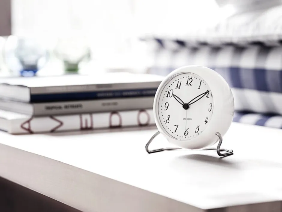 Ure & Vejrstationer<Arne Jacobsen Clocks AJ LK bordur, hvid/hvid, Ø 11 cm, alarm