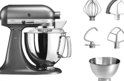 Køkkenmaskiner<KitchenAid Artisan røremaskine 4,8 l – inkl. ekstra tilbehør Medalion silver