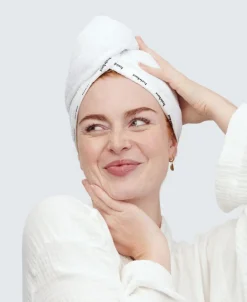 Håndklæder<Hairlust Bamboo Hair Towel Wrap, White