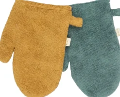 Håndklæder<Fabelab Bath Mitts - 2 pack - Bear and Bunny Wood thrush