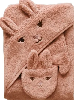 Håndklæder<Fabelab Bath Mitts - 2 pack - Bear and Bunny Ash rose