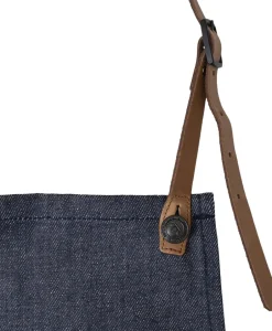 Tekstiler Til Køkkenet<DutchDeluxes BBQ Style Apron, Denim Brut with leather straps in Cognac co