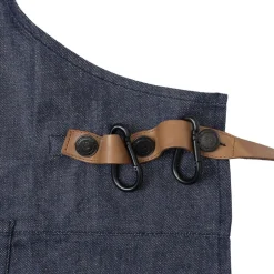 Tekstiler Til Køkkenet<DutchDeluxes BBQ Style Apron, Denim Brut with leather straps in Cognac co