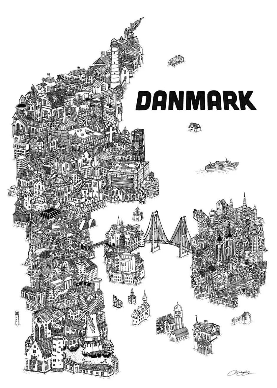 Plakater & Rammer<Poster & Frame Benjamin Noir - Danmark Flerfarvet