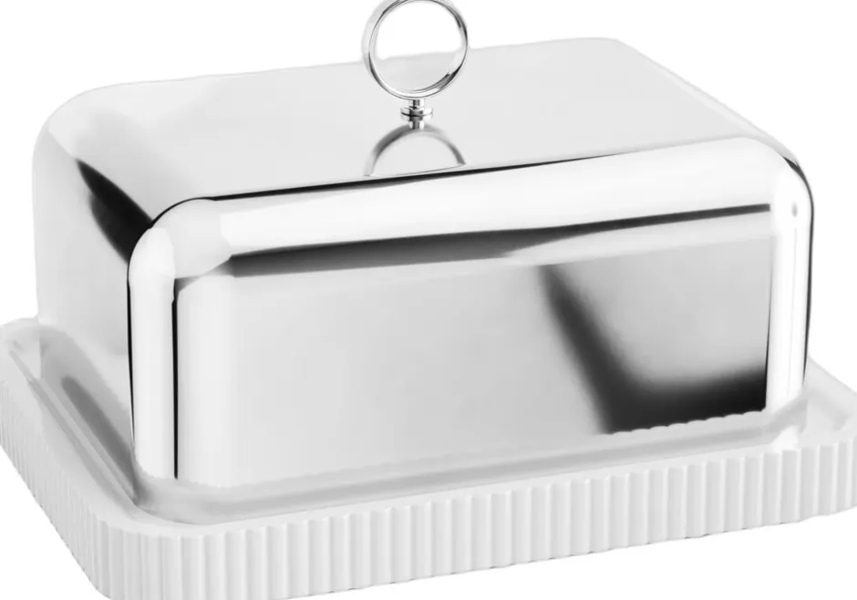 Opbevaring<Georg Jensen BERNADOTTE BUTTER DISH, PORC & SS