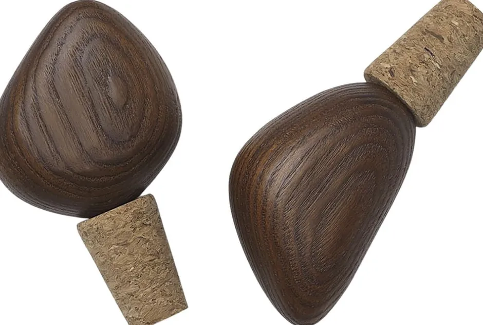 Køkkenartikler|Bar & Vin<Ferm Living Cairn Wine Stoppers - Set of 2 - Dark Brown