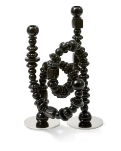 Lys & Lysestager<Polspotten candle holder beads black