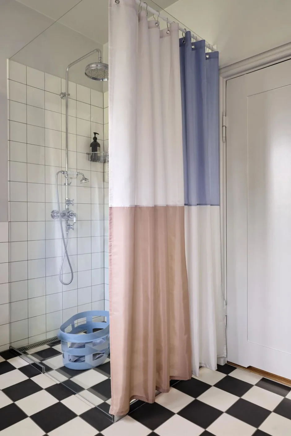 Badeforhæng<Hay Check Shower Curtain-Blue