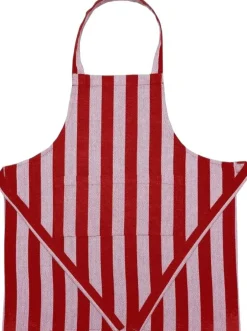 Tekstiler Til Køkkenet|Juletekstiler<Magasin du Nord Collection Children Apron 52x64 cm Birk - Stripe dark red