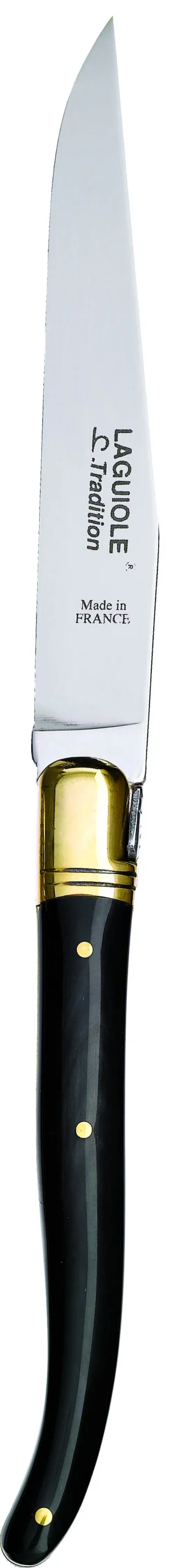 Bestik<Laguiole Tradition CHL Steakkniv Sort Horn/ME-1