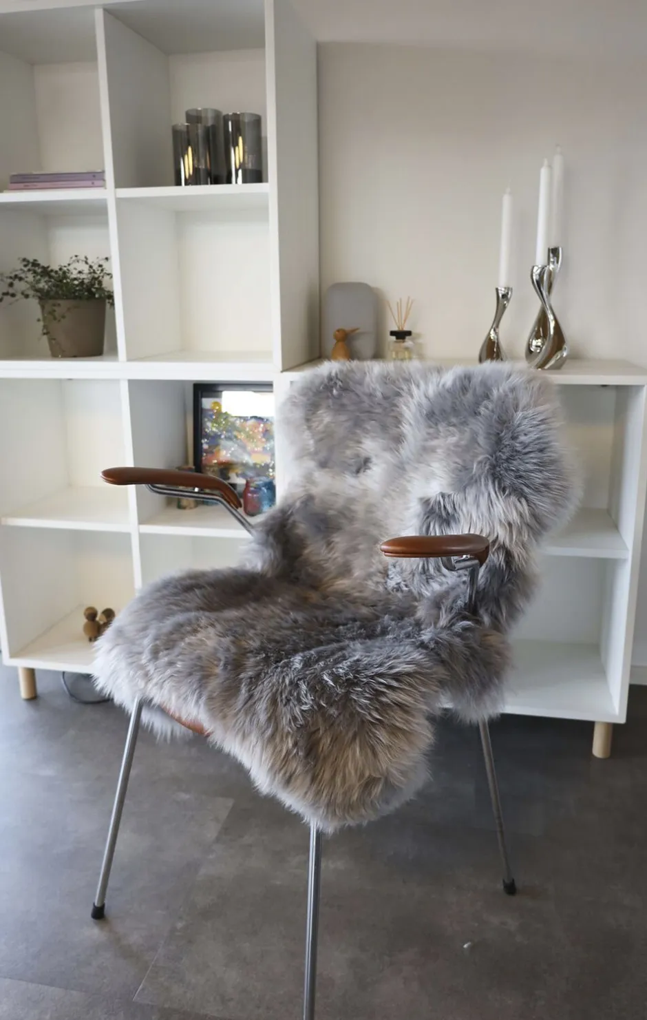 Skind<NATURES Collection 90cm-up New Zealand Sheepskin, Long Wool Light Grey 90x60