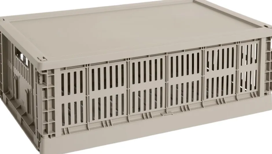 Opbevaring<Hay Colour Crate Plastic Lid, Large Warm grey
