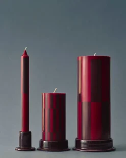 Lys & Lysestager<Hay Column Candleholder-Large-Bordeaux