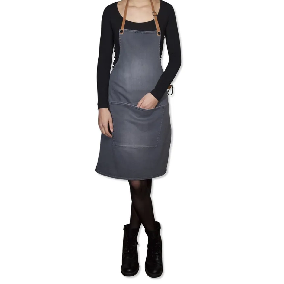 Tekstiler Til Køkkenet<DutchDeluxes Demin forklæde BBQ Style Apron Washed Grey