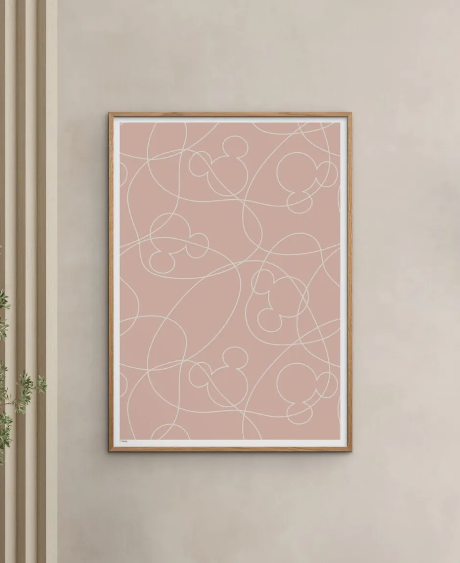 Plakater & Rammer<Poster & Frame Disney - Mickey Mouse Pink & White Outline Flerfarvet