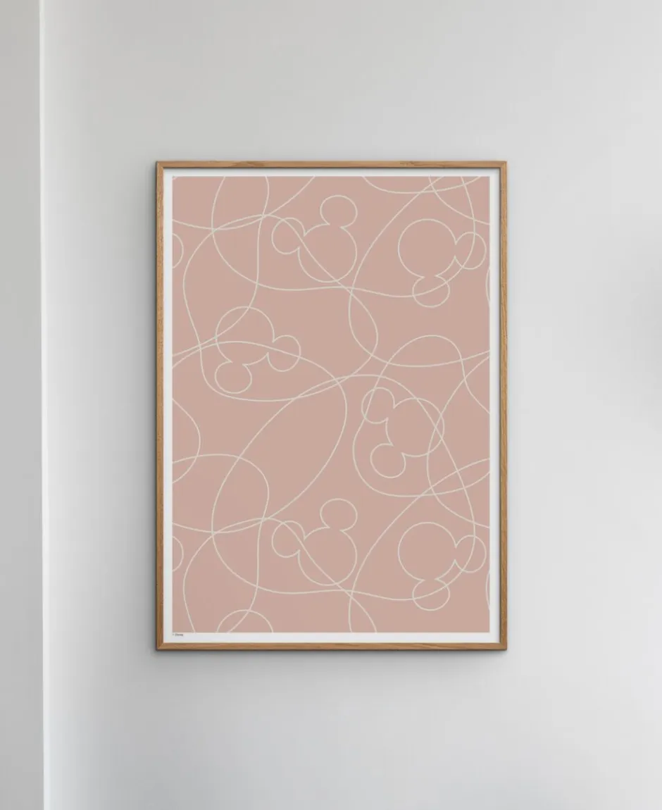 Plakater & Rammer<Poster & Frame Disney - Mickey Mouse Pink & White Outline Flerfarvet