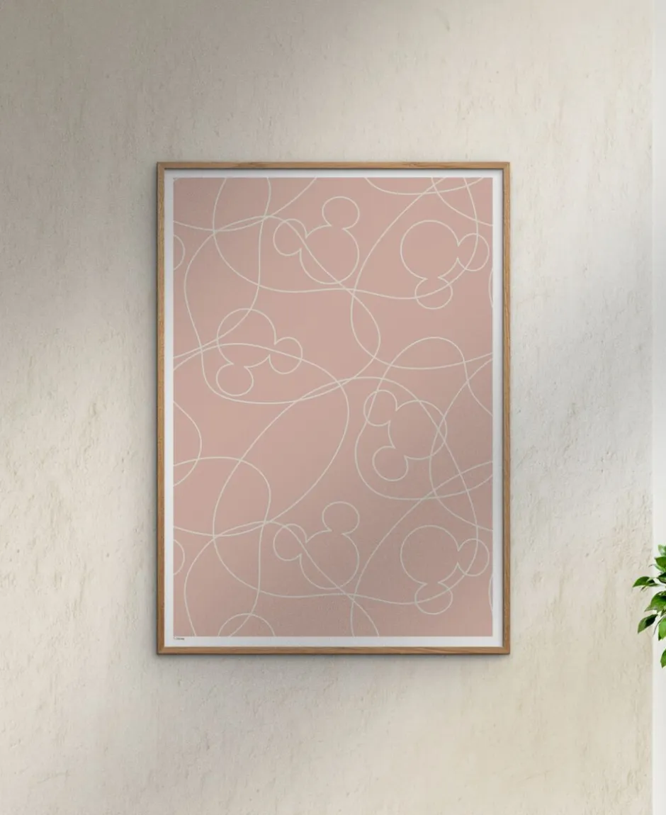 Plakater & Rammer<Poster & Frame Disney - Mickey Mouse Pink & White Outline Flerfarvet
