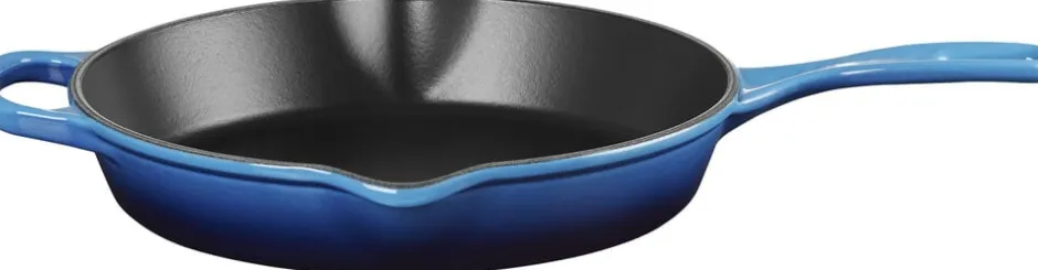 Gryder & Pander<Le Creuset Dyb Stegepande i støbejern 26cm Azure Blue