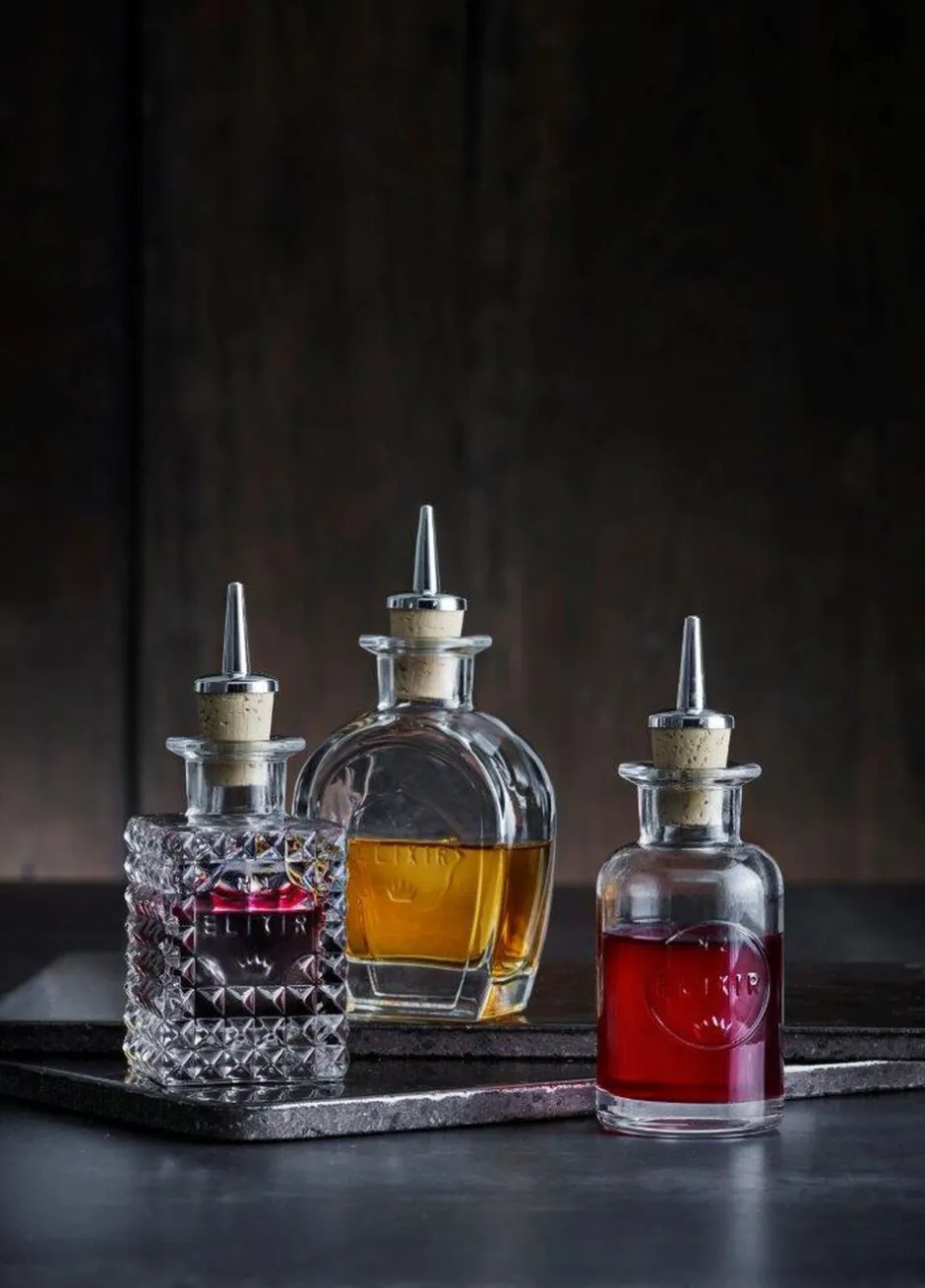 Bar & Vin<Luigi Bormioli Elixir No1 flaske med skænkeprop kvadrat 10 cl.