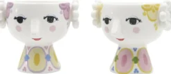 Lys & Lysestager<Bjørn Wiinblad Eva Fyrfadsstage Ø6. 5 cm gul/lavendel 2 stk.