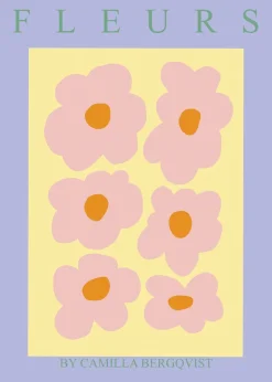 Plakater & Rammer<Poster & Frame Fleurs gul Lyser&oslash;d