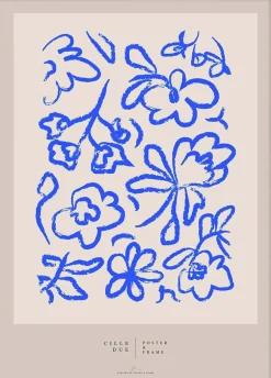 Plakater & Rammer<Poster & Frame Flower Beige & blå