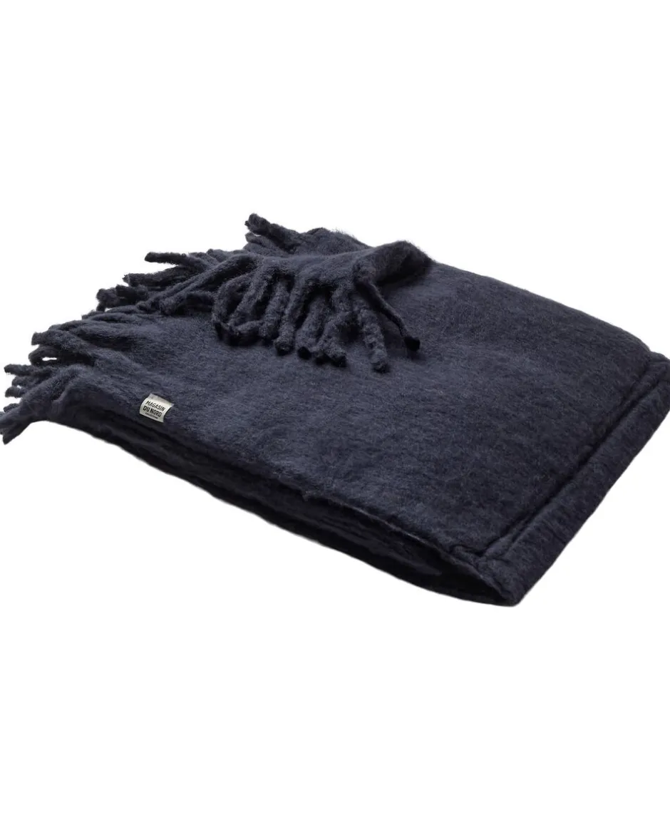 Plaider<Magasin du Nord Collection Fluffy plaid, check plain Navy blue