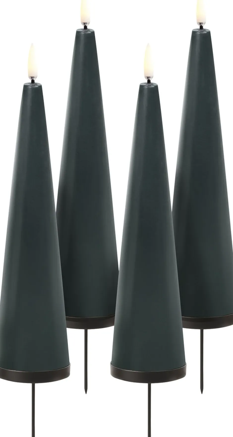 Elektriske Julelys<Uyuni Giftbox w. spike, remote, LED cone candle, Pine green, Smoot