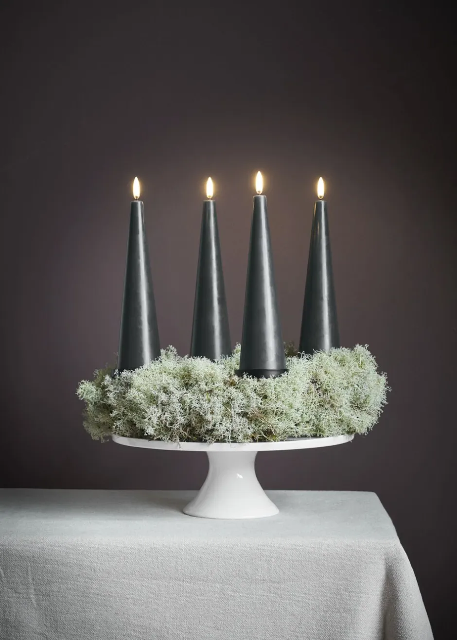 Elektriske Julelys<Uyuni Giftbox w. spike, remote, LED cone candle, Pine green, Smoot