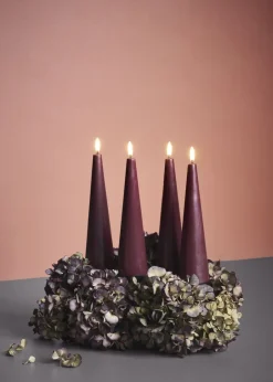 Elektriske Julelys<Uyuni Giftbox w. spike, remote, LED cone candle, Wine red, Smooth,