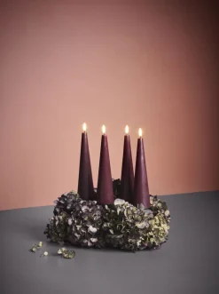 Elektriske Julelys<Uyuni Giftbox w. spike, remote, LED cone candle, Wine red, Smooth,