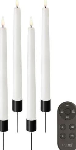 Lys & Lysestager|Elektriske Julelys<Uyuni Giftbox w. spike, remote, LED taper candle, Nordic White, sm