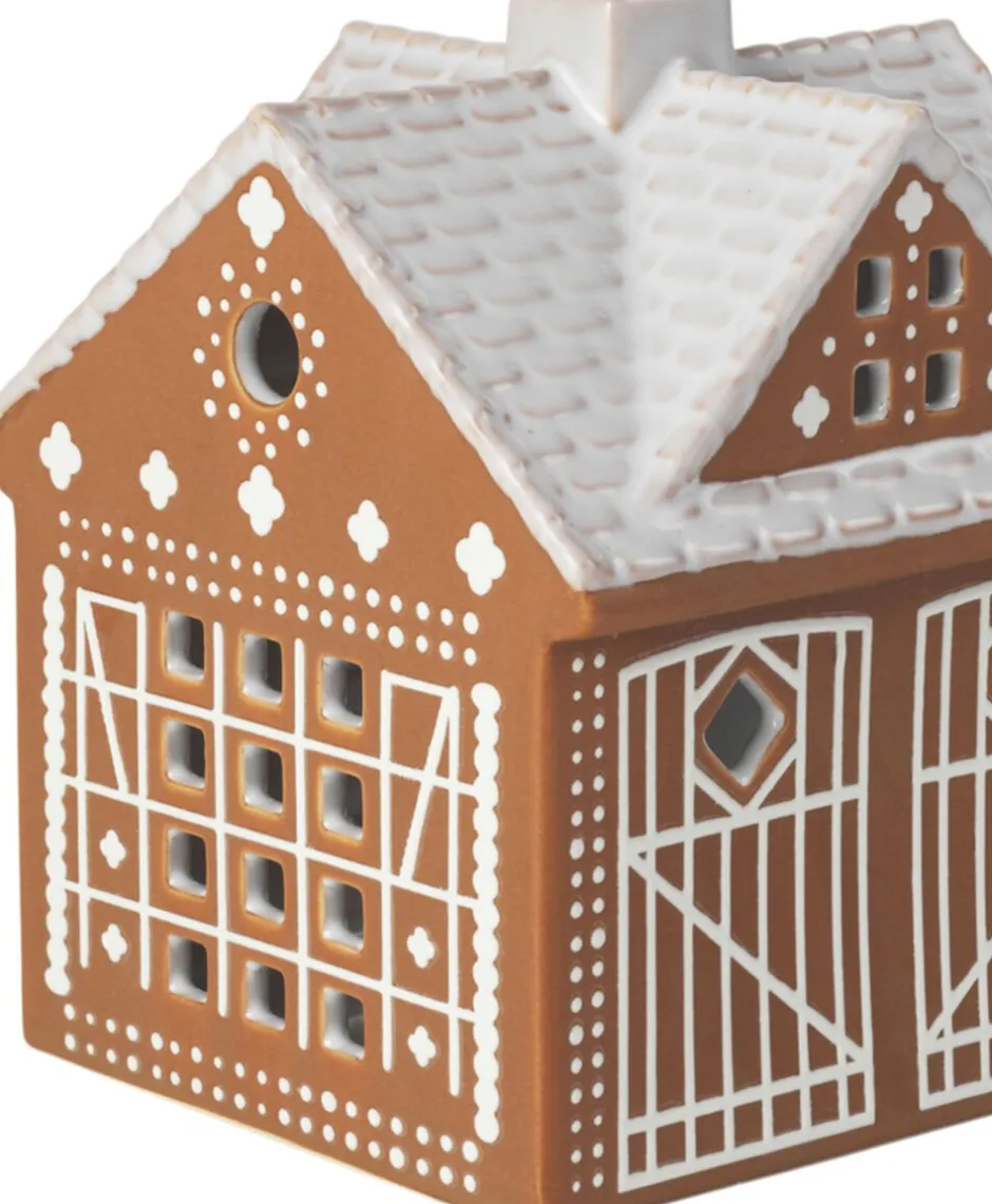 Lys & Lysestager|Julepynt<Kähler Gingerbread Lyshus Julestald H11. 5 brun